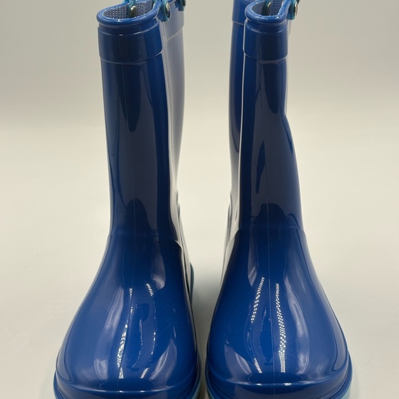 Kids' Shiny Blue Rain Boots with Light Blue Soles - Picture 7 of 8